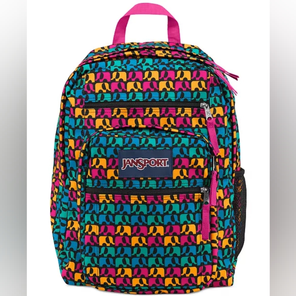 NWT Jansport Big Student Backpack, Black Ele Fancy